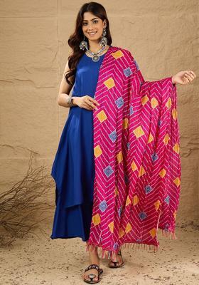 Blue Solid Viscose Kurta Set