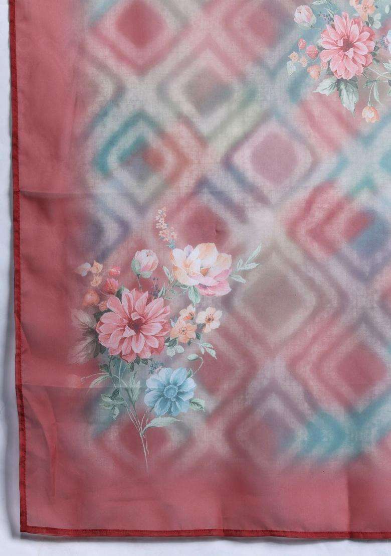 Coral Embroidered Silk Blend Kurta Set - Indya