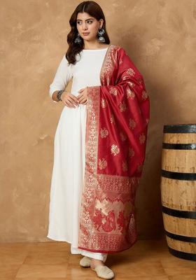 White Solid Viscose Anarkali Set