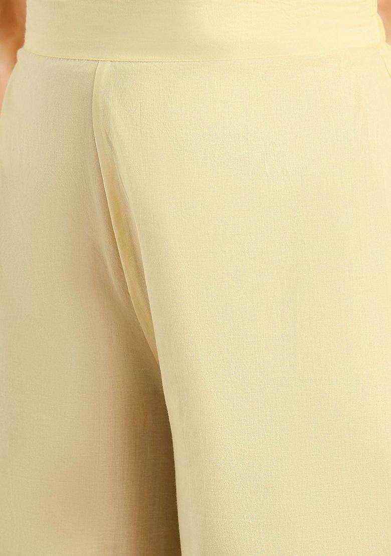 Yellow Solid Cotton Kurta Set - Indya
