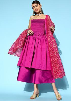 Purple Solid Silk Kurta Set