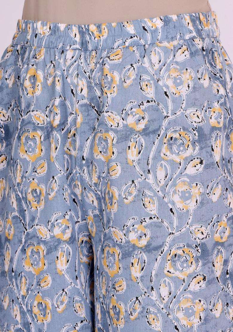 Grey Printed Cotton Kurta Set - Indya