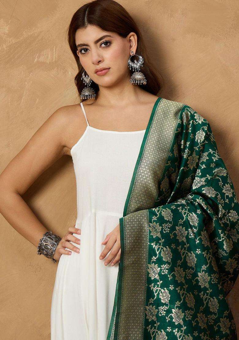 White Solid Viscose Kurta Set - Indya