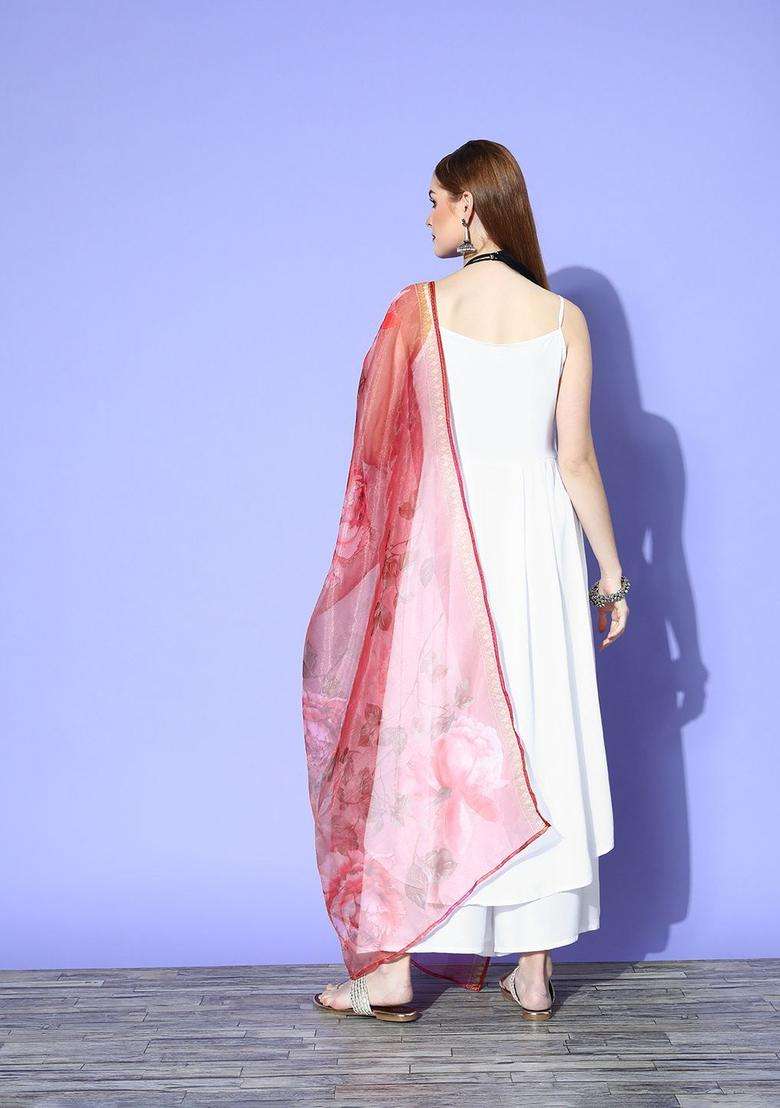 White Solid Viscose Kurta Set - Indya