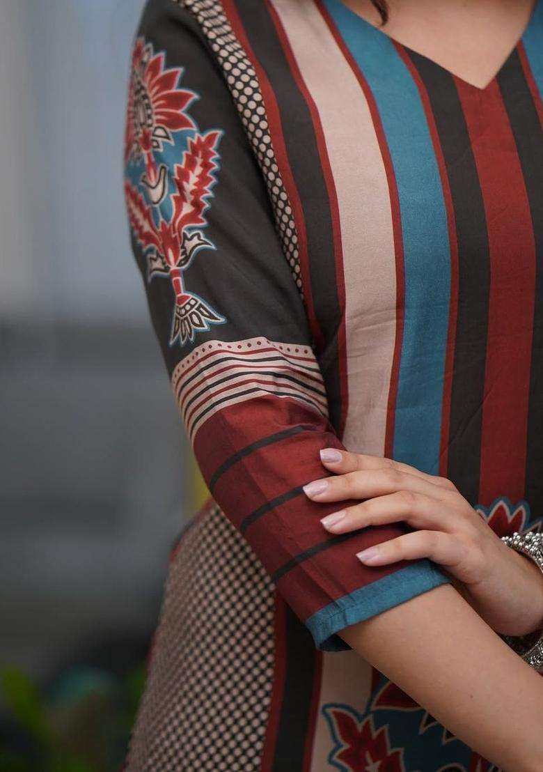 Multicolor Printed Viscose Kurta Set - Indya