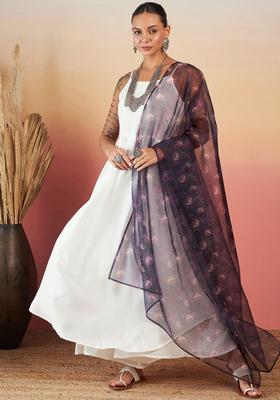 White Solid Viscose Kurta Set