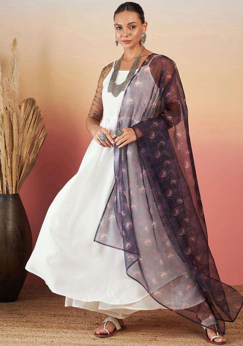 White Solid Viscose Kurta Set - Indya
