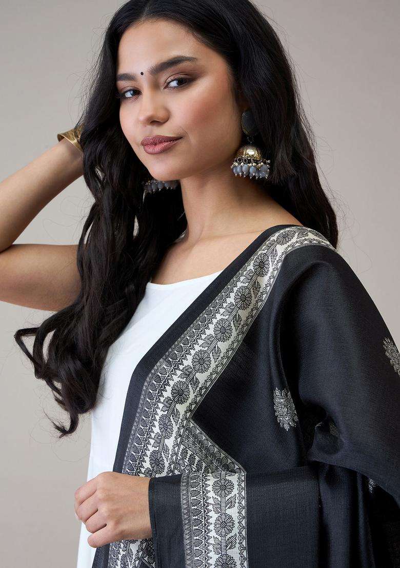 White Solid Viscose Kurta Set - Indya