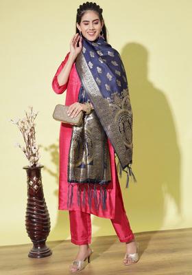 Red Yoke Design Cotton Kurta Set