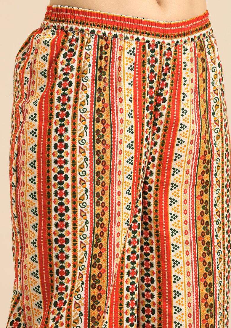 Multicolor Printed Cotton Kurta Set - Indya