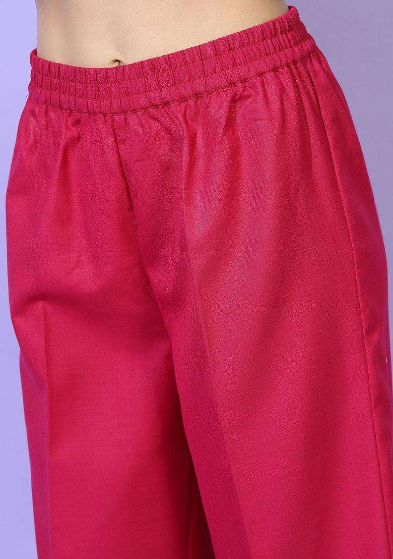 Pink Solid Viscose Kurta Set - Indya