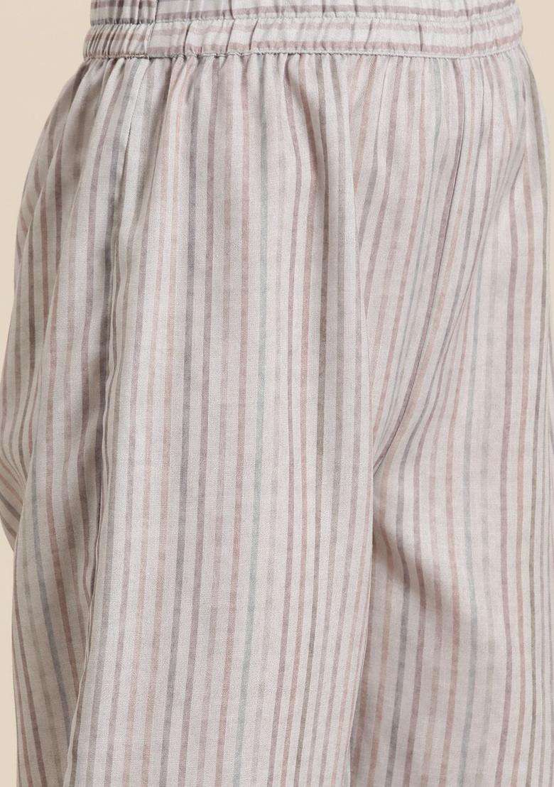 Grey Embroidered Cotton Kurta Set - Indya