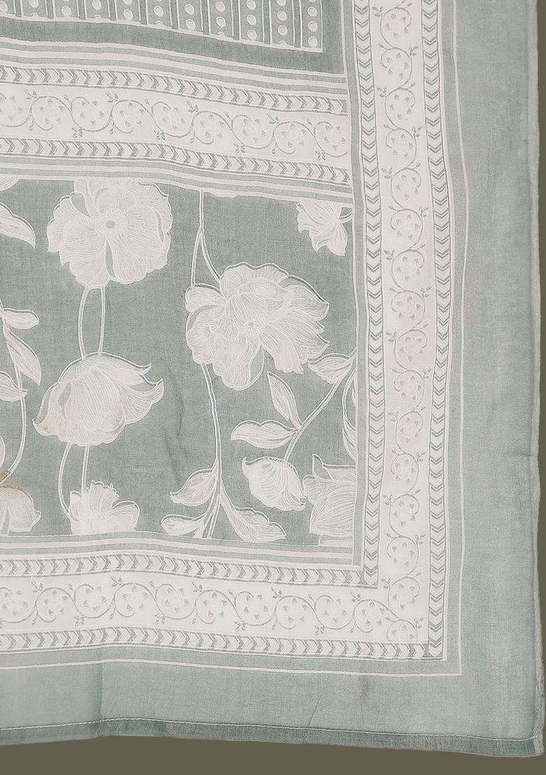Grey Printed Cotton Kurta Set - Indya