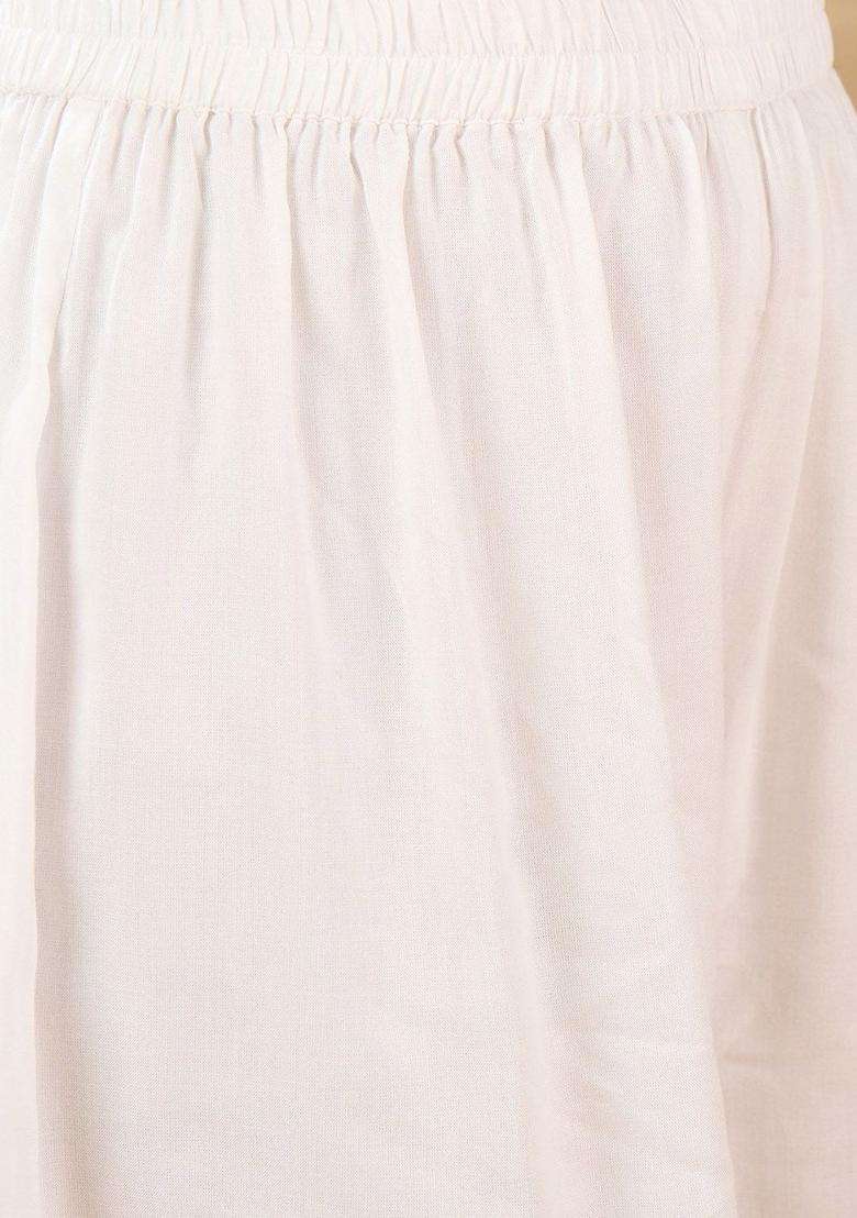 White Solid Viscose Kurta Set - Indya