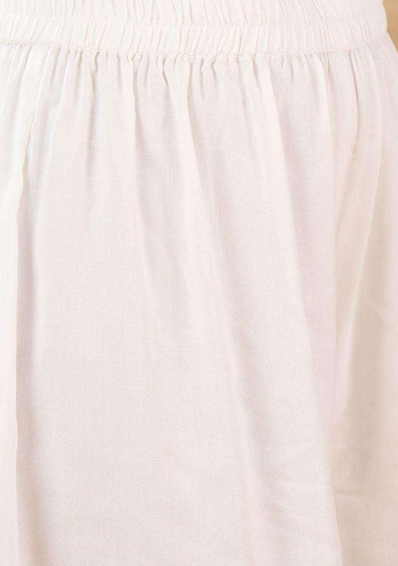 White Solid Viscose Kurta Set - Indya