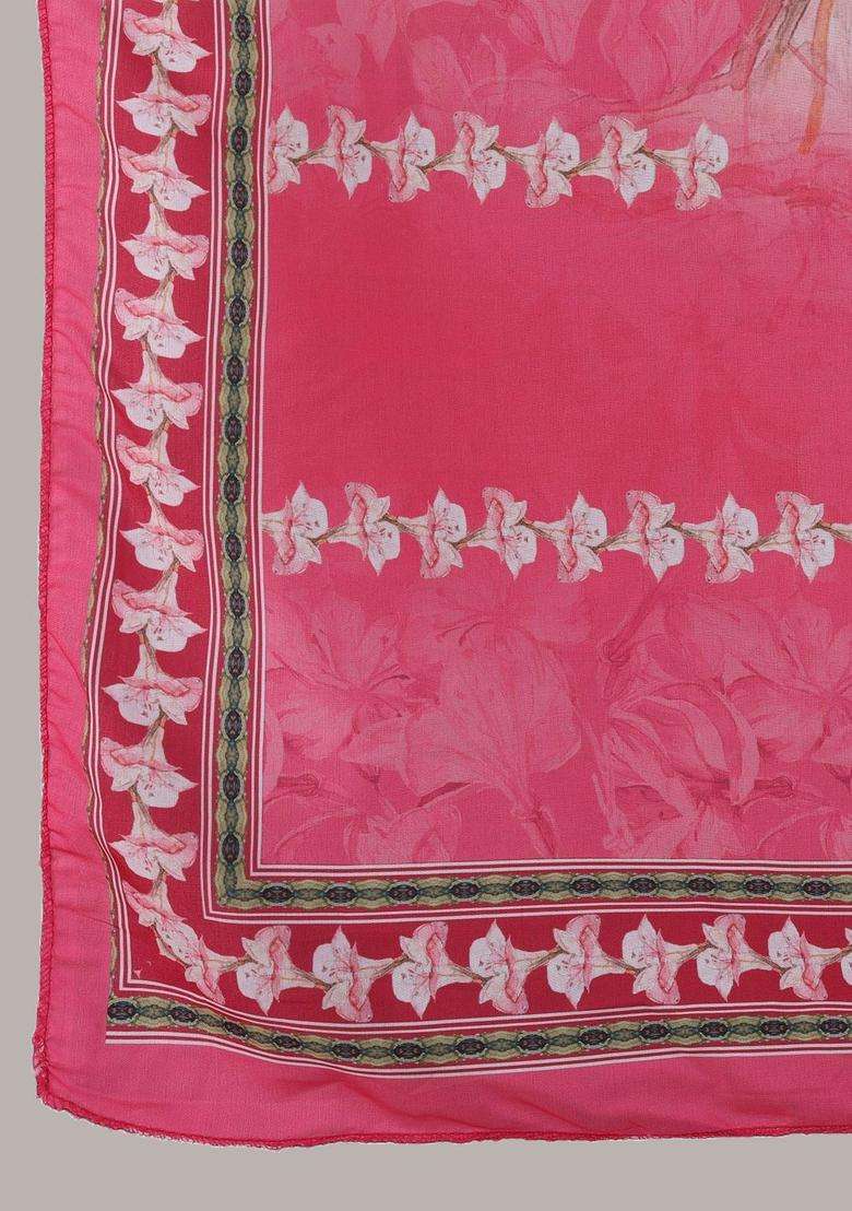Pink Printed Cotton Anarkali Set - Indya