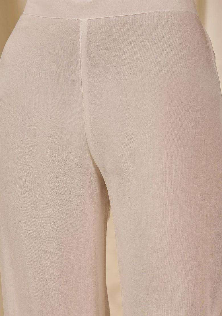 White Solid Viscose Kurta Set - Indya