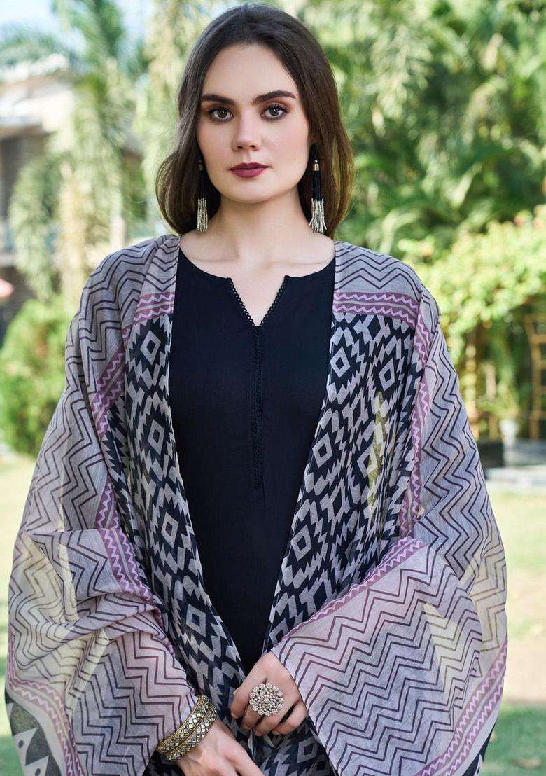 Black Solid Viscose Kurta Set - Indya