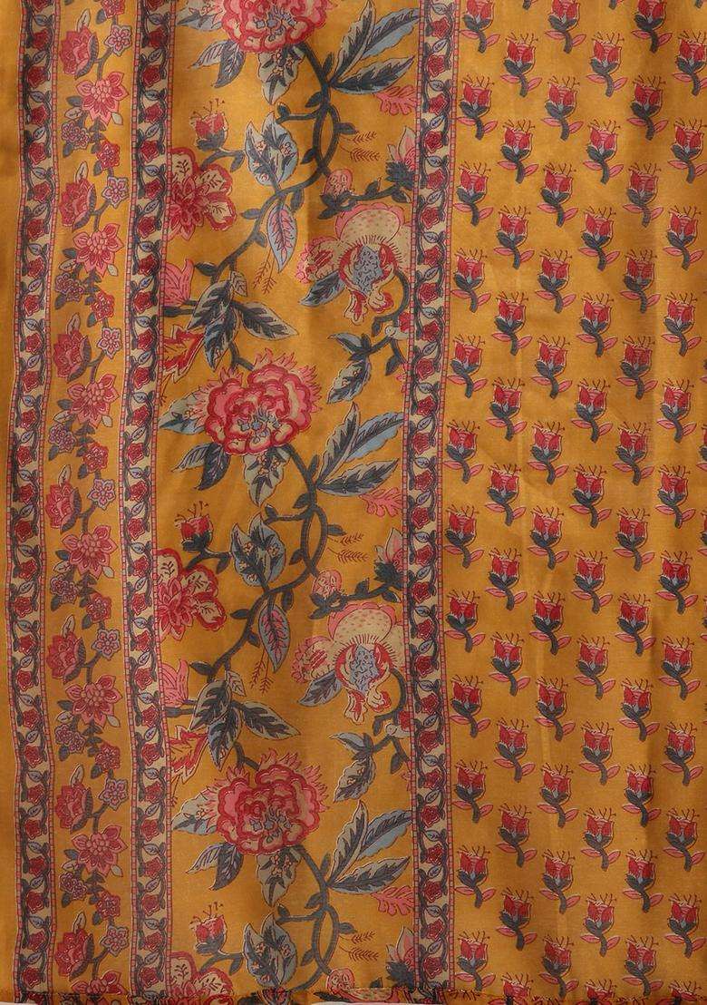 Yellow Printed Viscose Anarkali Set - Indya