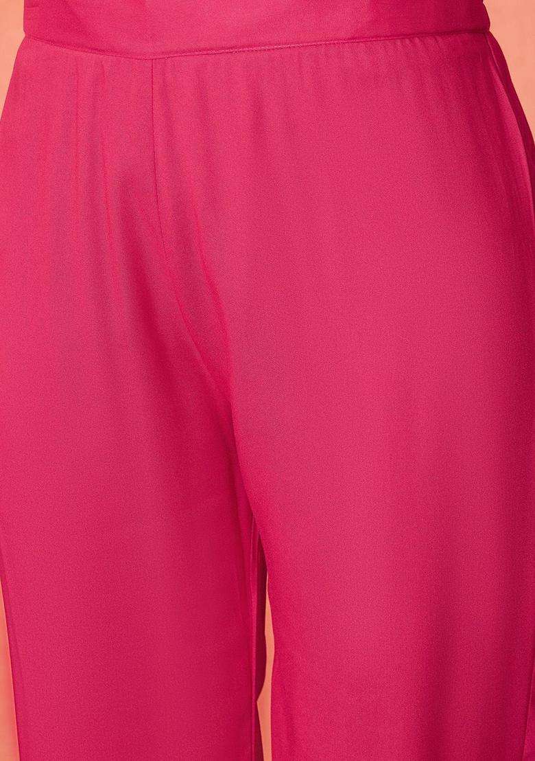 Fuchsia Solid Viscose Anarkali Set - Indya