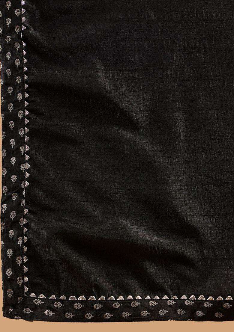 Black Printed Polyester Kurta Set - Indya