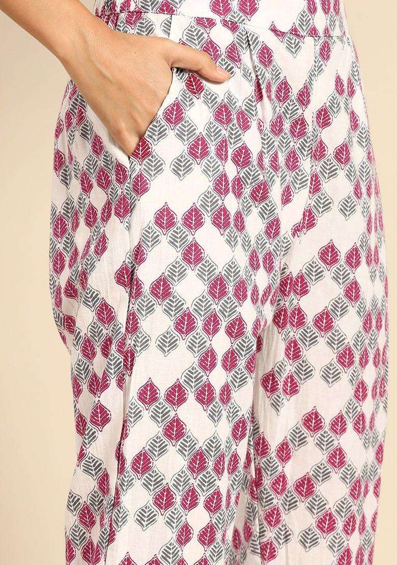Grey Printed Cotton Kurta Set - Indya