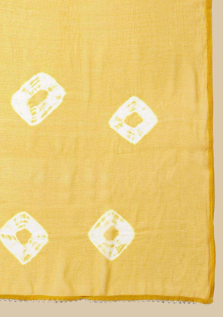 Mustard Printed Cotton Kurta Set - Indya