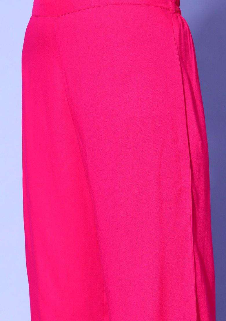 Fuchsia Solid Viscose Anarkali Set - Indya