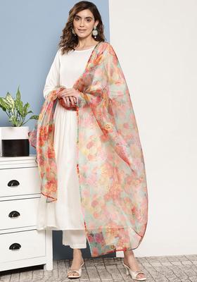 Cream Solid Viscose Kurta Set