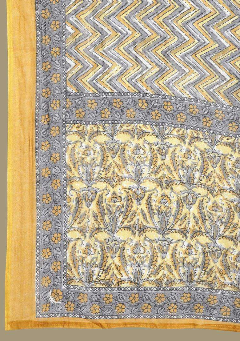 Mustard Printed Viscose Kurta Set - Indya
