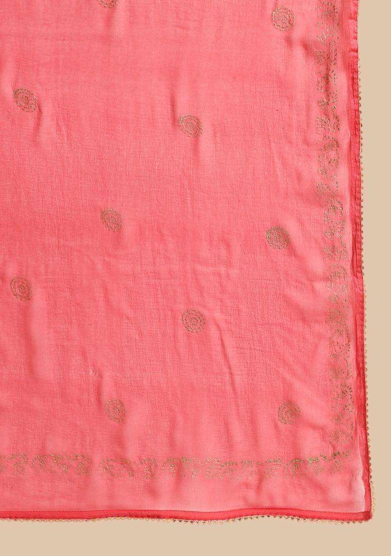 Coral Printed Viscose Anarkali Set - Indya