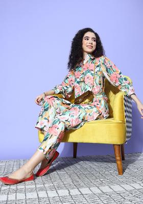 Multicolor Printed Cotton Kurta Set