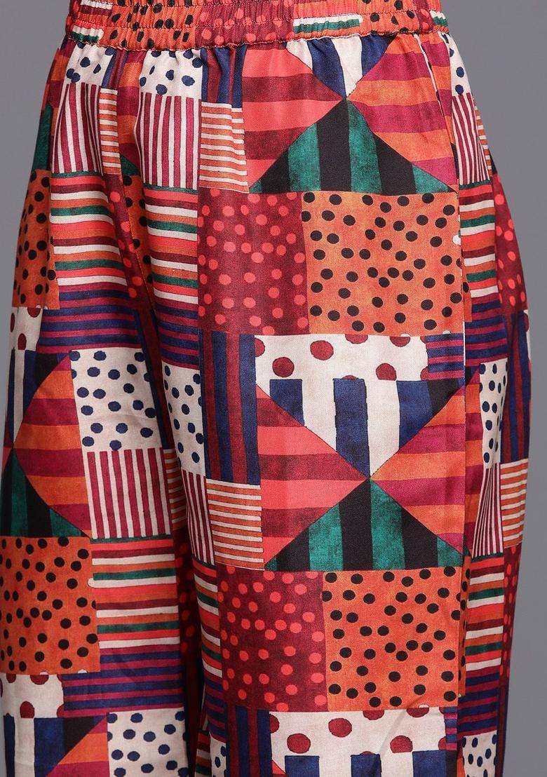 Multicolor Printed Cotton Kurta Set - Indya