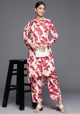 Cream Printed Cotton Kurta Set