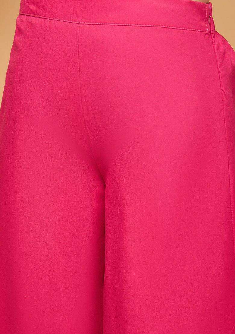 Fuchsia Solid Cotton Kurta Set - Indya