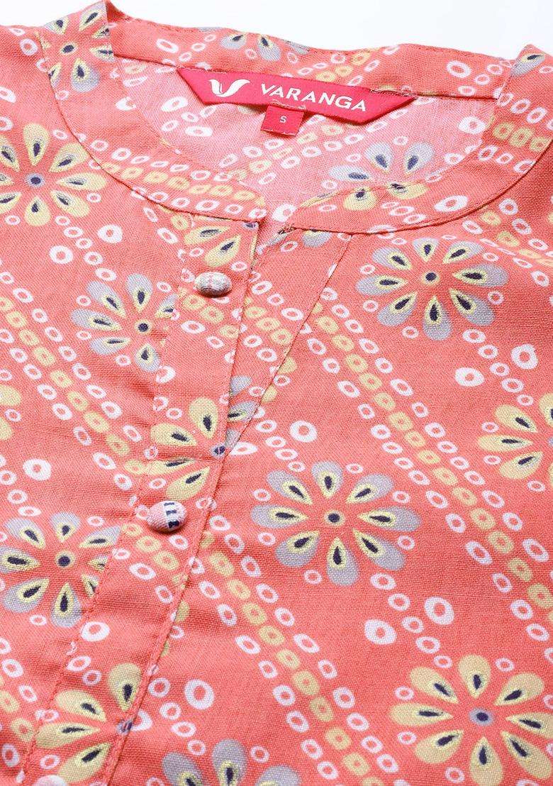 Coral Printed Cotton Kurta Set - Indya