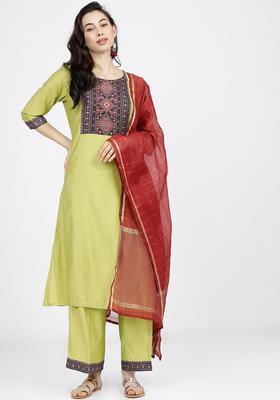 Green Yoke Design Viscose Kurta Set