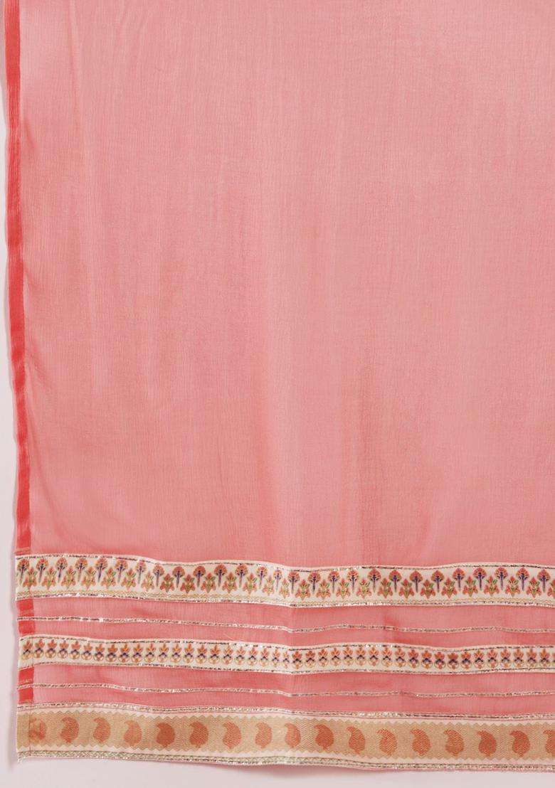 Cream Printed Cotton Kurta Set - Indya