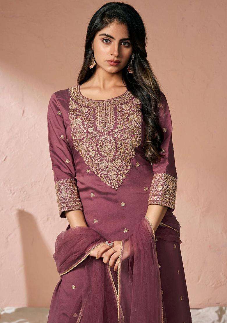 Pink Yoke Design Cotton Kurta Set - Indya