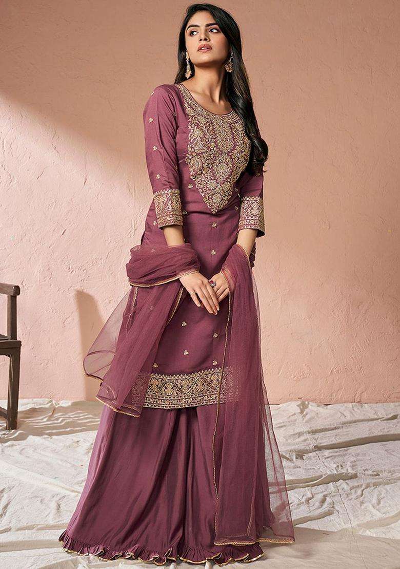 Pink Yoke Design Cotton Kurta Set - Indya