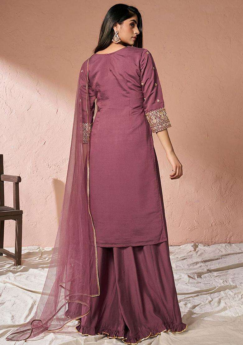 Pink Yoke Design Cotton Kurta Set - Indya