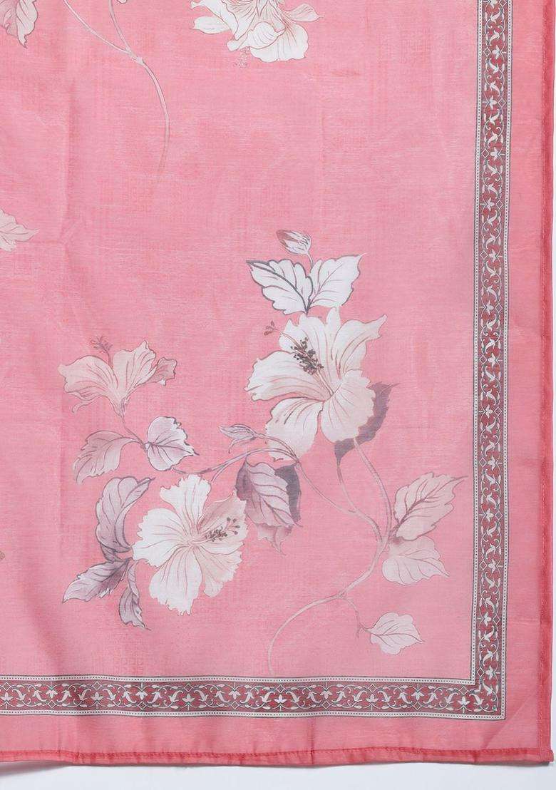Peach Solid Silk Blend Kurta Set - Indya