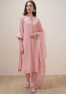 Pink Yoke Design Cotton Kurta Set