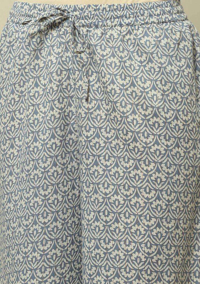 Grey Printed Cotton Kurta Set - Indya