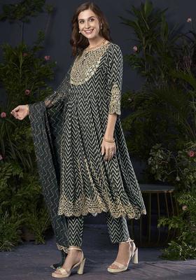 Grey Embroidered Viscose Kurta Set
