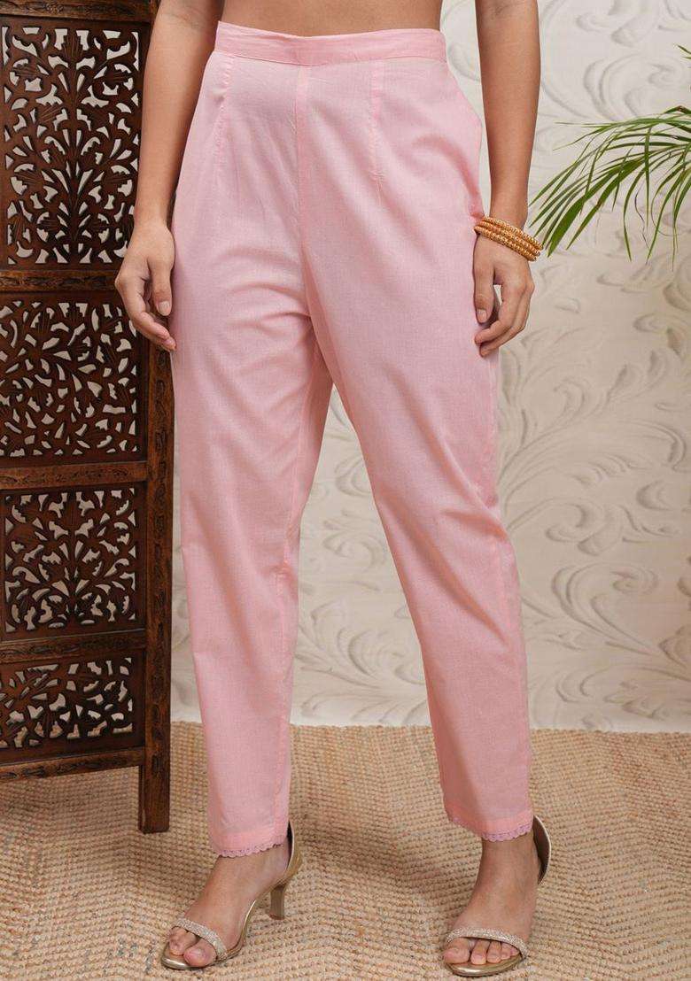 Peach Printed Viscose Anarkali Set - Indya