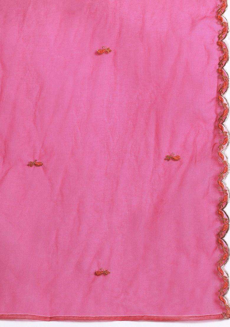 Pink Solid Silk Blend Kurta Set - Indya