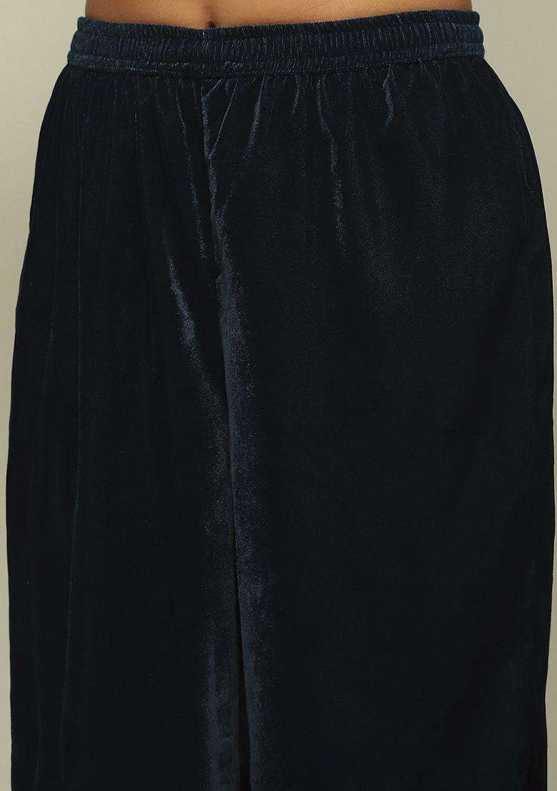 Black Printed Polyester Kurta Set - Indya