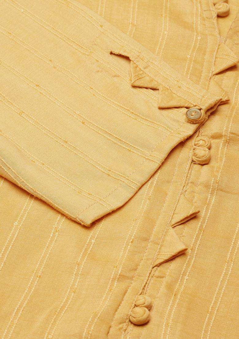 Yellow Solid Cotton Kurta Set - Indya