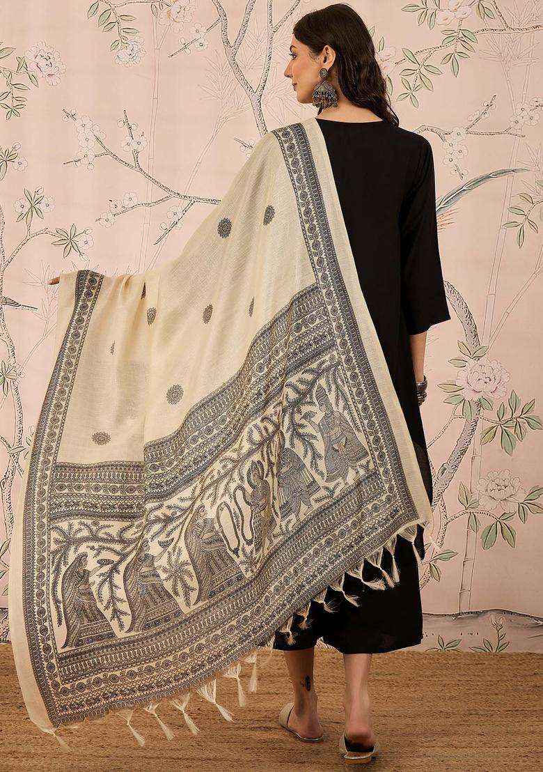 Black Solid Viscose Kurta Set - Indya